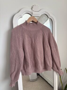 GAP Women's Mock Neck Ribbed Sweater - Dusty Rose